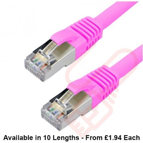 Cat6a Patch Cables RJ45 S/FTP (10G) Premium LSZH Snagless Booted Pink