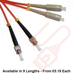 OM2 SC to ST Fibre Patch Cables Multimode Duplex Orange