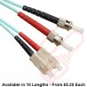 OM3 SC to ST Fibre Patch Cables Multimode Duplex Aqua Blue