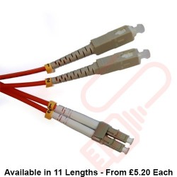 OM3 LC to SC Fibre Patch Cables Multimode Duplex Orange