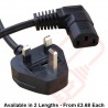 UK Mains Plug (5 Amp) to C13 Angled Right Power Cables