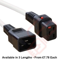 C19 Locking to C20 High Grade H05VV-F 16A Power Cables White