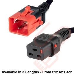 C19 to C20 Dual Locking 16A Power Cables Black