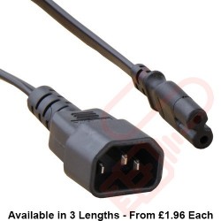 C7 Figure of 8 to C14 High Grade H05VV-F Power Cable Black