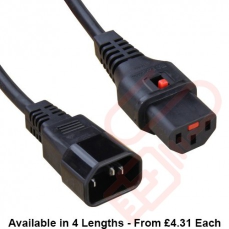 C13 Locking to C14 Power Cable Black