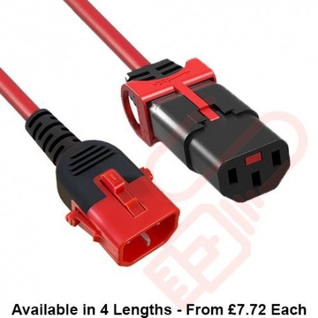 C14 Locking to C13 Locking Power Cable Red
