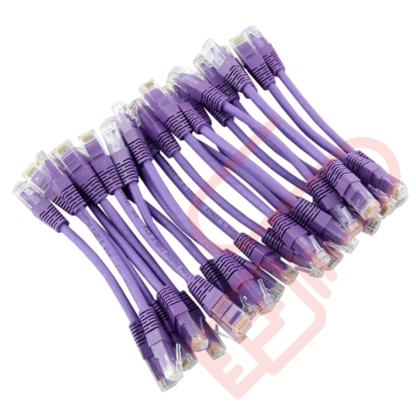 24 Pack of 15cm (6-inch) in Purple - Cat5e High Grade 125MHz 24AWG LSZH Patch Cables for 1U Patching
