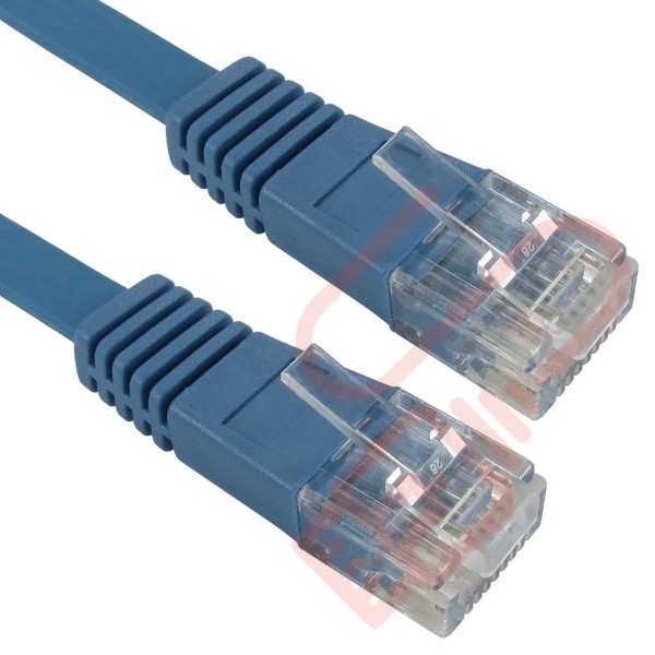 Cat5e Patch Cables Flat RJ45 UTP LSZH Flush Booted Blue