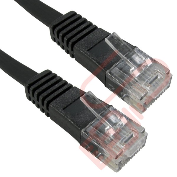 Cat5e Patch Cables Flat RJ45 UTP LSZH Flush Booted Black