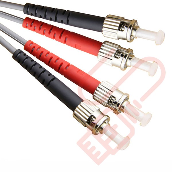 OM1 ST to ST Fibre Patch Cables Multimode Duplex Grey