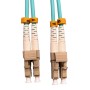 *SHORT BOOT* LC to LC Fibre Patch Cables OM3 Multimode Duplex Aqua Blue