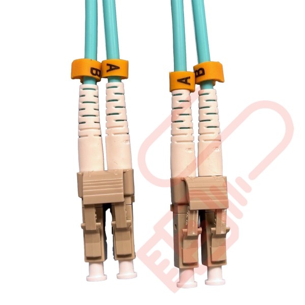 *SHORT BOOT* LC to LC Fibre Patch Cables OM3 Multimode Duplex Aqua Blue