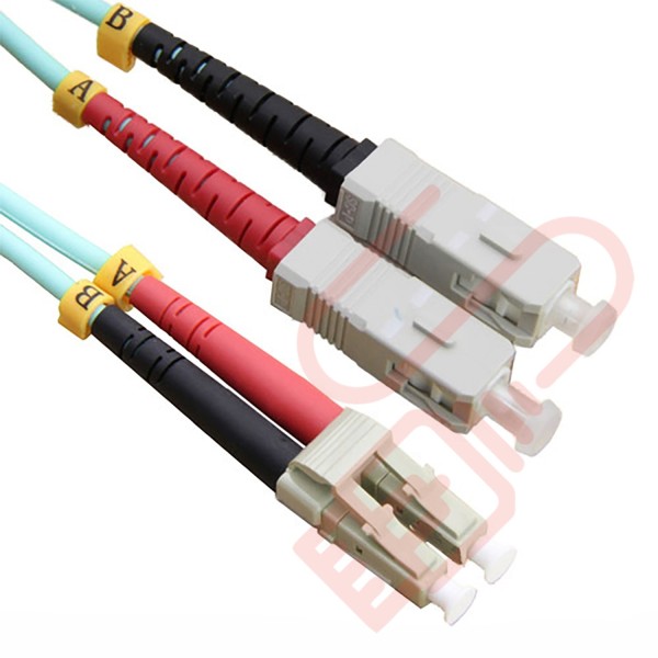 OM3 LC to SC Fibre Patch Cables Multimode Duplex Aqua Blue
