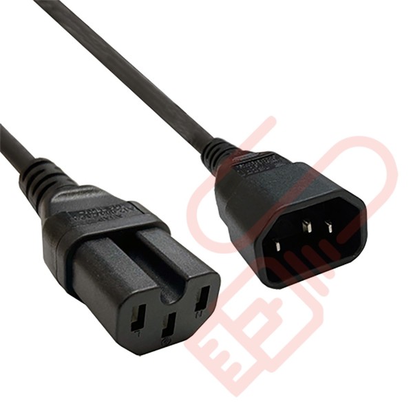 C14 to C15 10A IEC320 Power Extension Cables Black