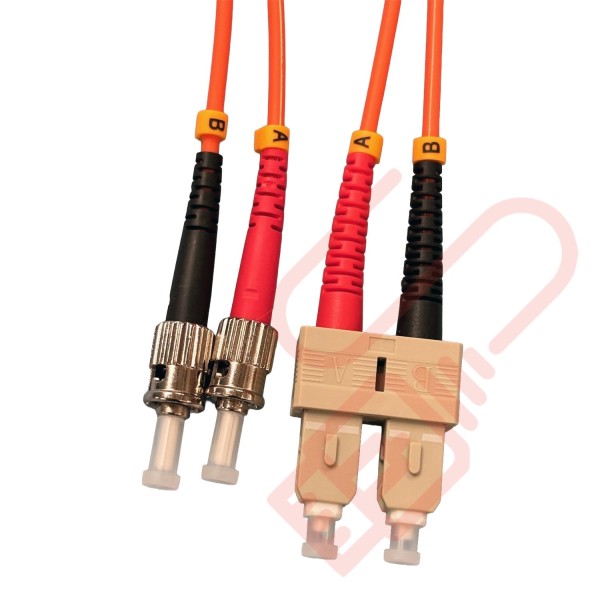 OM3 SC to ST Fibre Patch Cables Multimode Duplex Orange