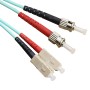 OM3 SC to ST Fibre Patch Cables Multimode Duplex Aqua Blue