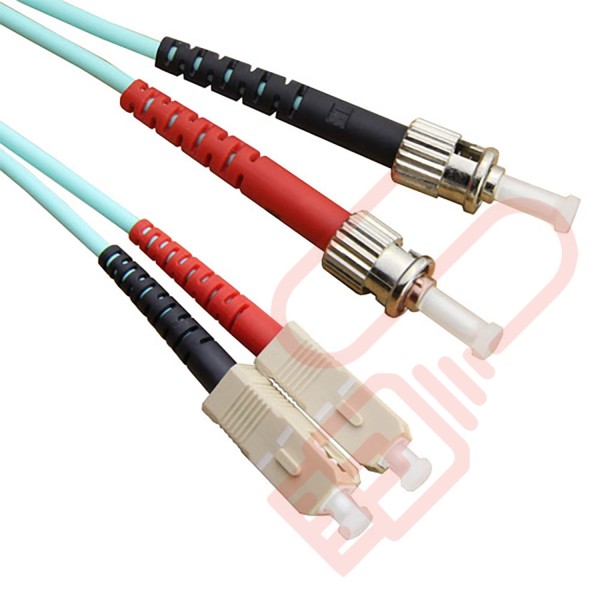 OM3 SC to ST Fibre Patch Cables Multimode Duplex Aqua Blue