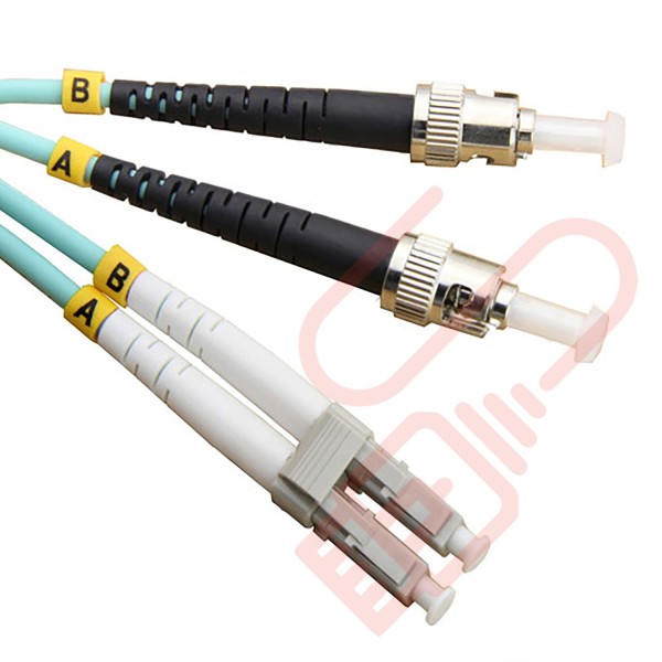 OM3 LC to ST Fibre Patch Cables Multimode Duplex Aqua Blue