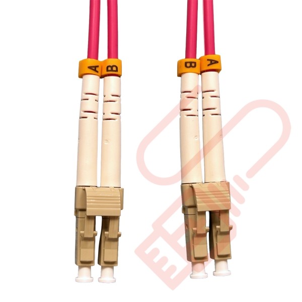 OM4 LC to LC Fibre Patch Cables Multimode Duplex Violet
