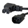 C14 to C15 Angled Left 10A Power Extension Cable Black