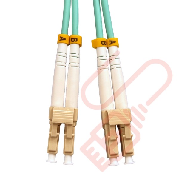 OM4 LC to LC Fibre Patch Cables Multimode Duplex Aqua Blue