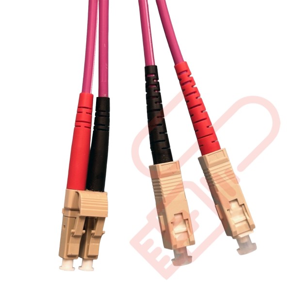 OM4 LC to SC Fibre Patch Cables Multimode Duplex Violet