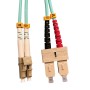 OM4 LC to SC Fibre Patch Cables Multimode Duplex Aqua Blue
