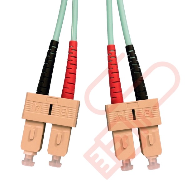 OM4 SC to SC Fibre Patch Cables Multimode Duplex Aqua Blue