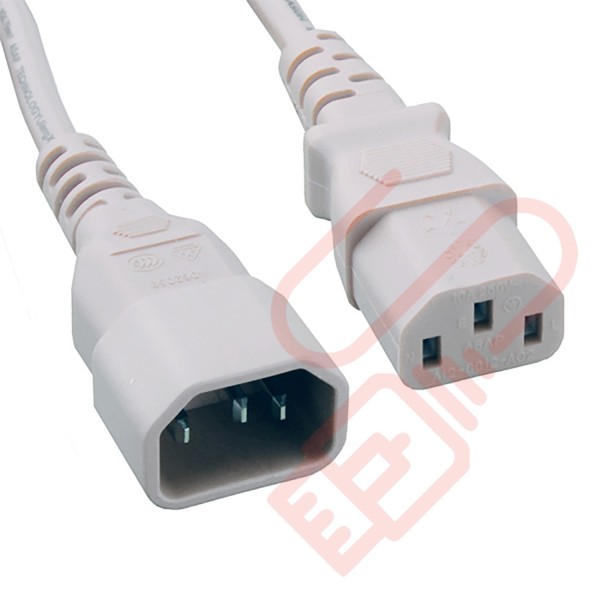 C13 to C14 High Grade H05VV-F Power Cable White