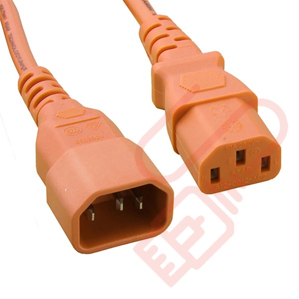 C13 to C14 High Grade H05VV-F Power Cable Orange