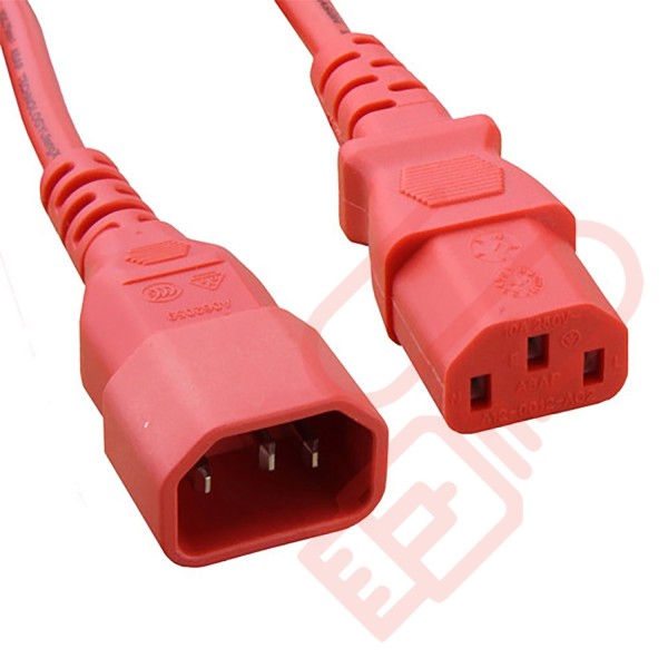 C13 to C14 High Grade H05VV-F Power Cable Red