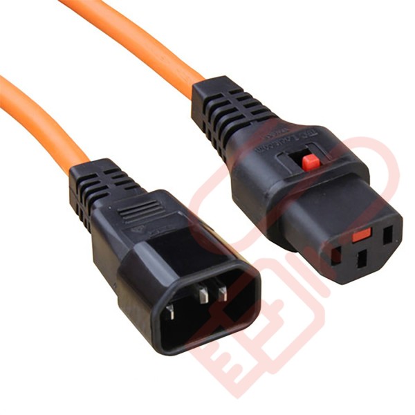 C13 Locking to C14 Power Cable Orange