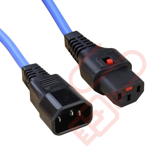 C13 Locking to C14 Power Cable Blue