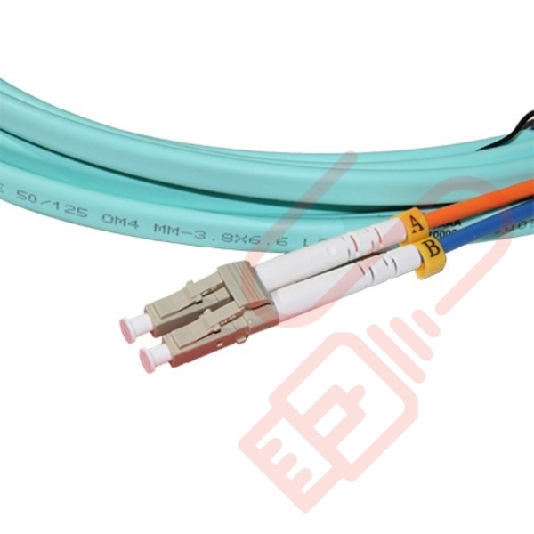 OM4 LC to LC Flat Twin Ruggedised Fibre Cable Aqua Blue