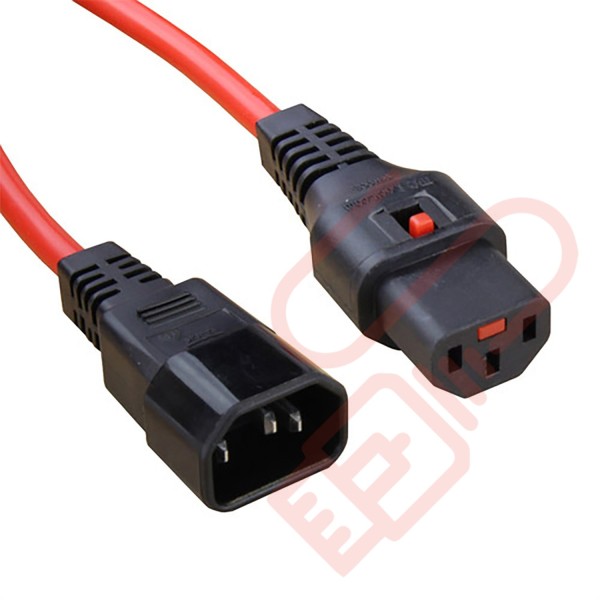 C13 Locking to C14 Power Cable Red