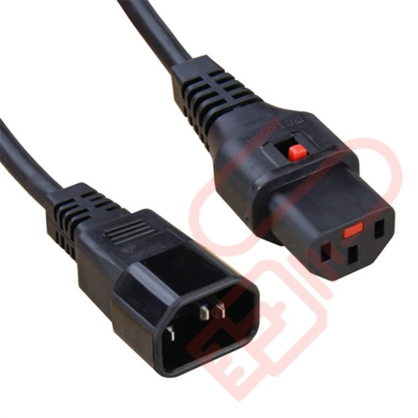 C13 Locking to C14 Power Cable Black