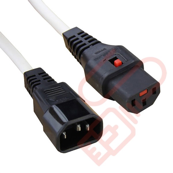 C13 Locking to C14 Power Cable White