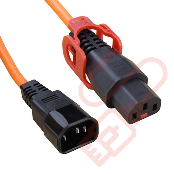C13 Lock Plus to C14 H05VV-F Power Cable Orange