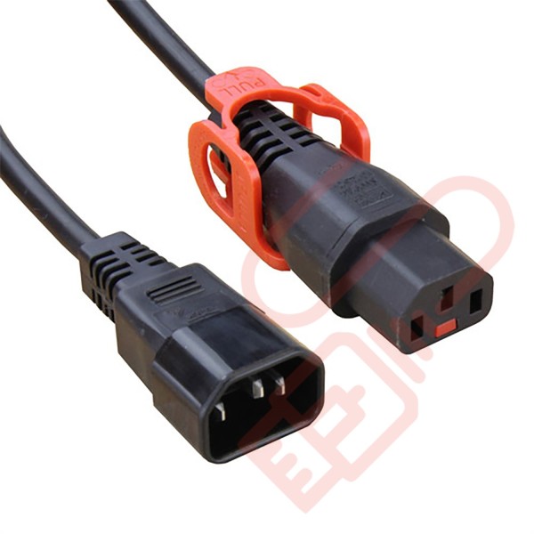 C13 Lock Plus to C14 H05VV-F Power Cable Black