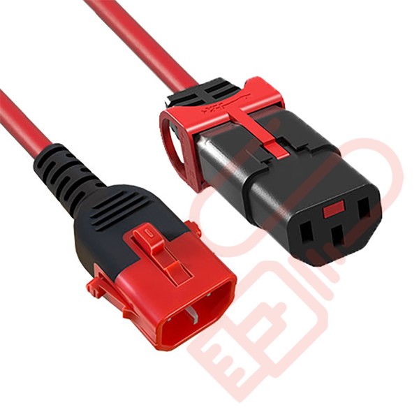 C14 Locking to C13 Locking Power Cable Red
