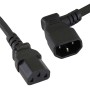 Black - C13 Straight - C14 Angled Left (C14 Plug) - IEC Female Straight (C13) Premium SJT Power Cable