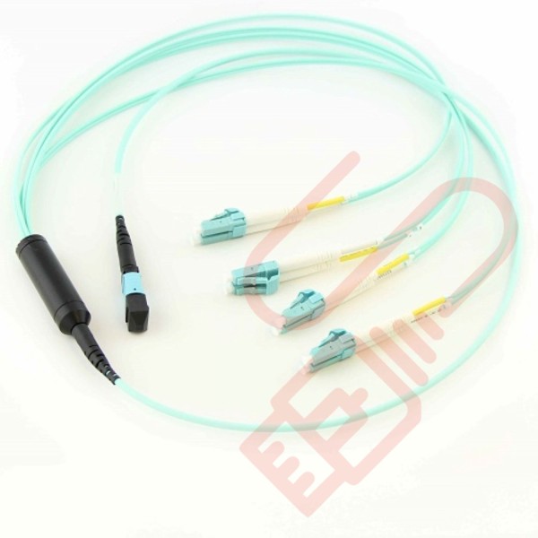 OM4 MPO/MTP to 4x LC Duplex Breakout Harness (fan out) Assembly