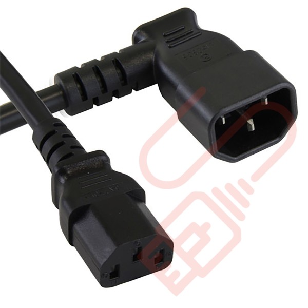 C13 Straight to C14 Angled Left Premium SJT Power Cables Black
