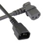 C13 Angled Left to C14 Straight Premium SJT Power Cables Black