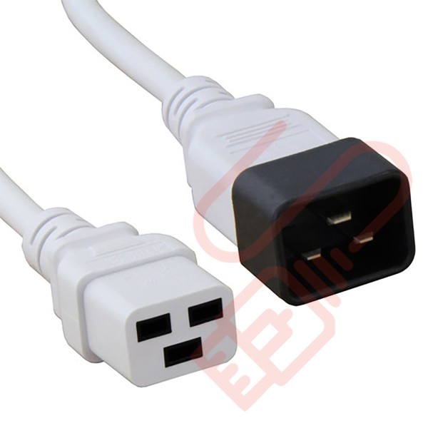 C19 to C20 High Grade H05VV-F 16A Power Cables White