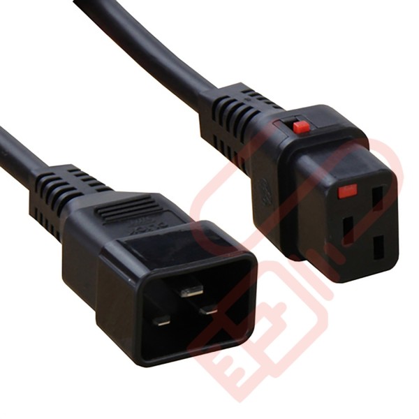 C19 Locking to C20 High Grade H05VV-F 16A Power Cables Black