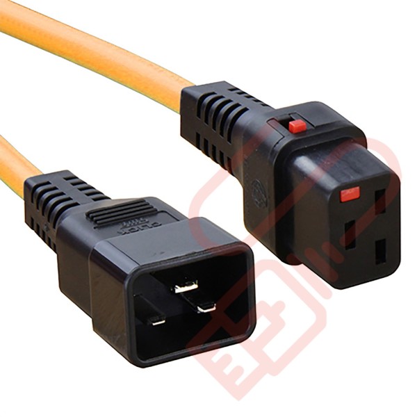 C19 Locking to C20 High Grade H05VV-F 16A Power Cables Orange
