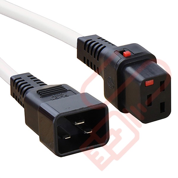 C19 Locking to C20 High Grade H05VV-F 16A Power Cables White