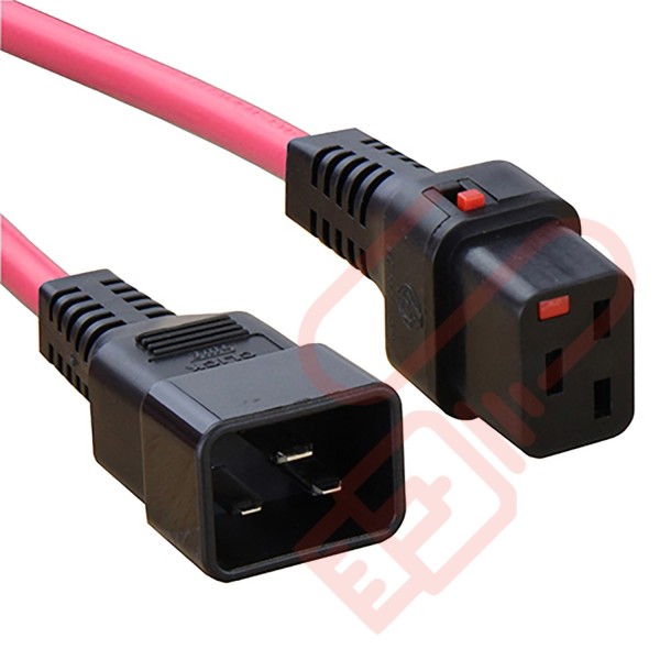 C19 Locking to C20 High Grade H05VV-F 16A Power Cables Red