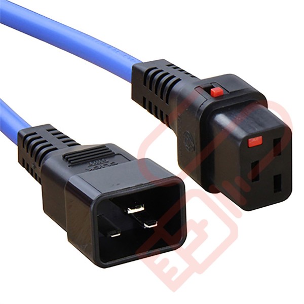 C19 Locking to C20 High Grade H05VV-F 16A Power Cables Blue